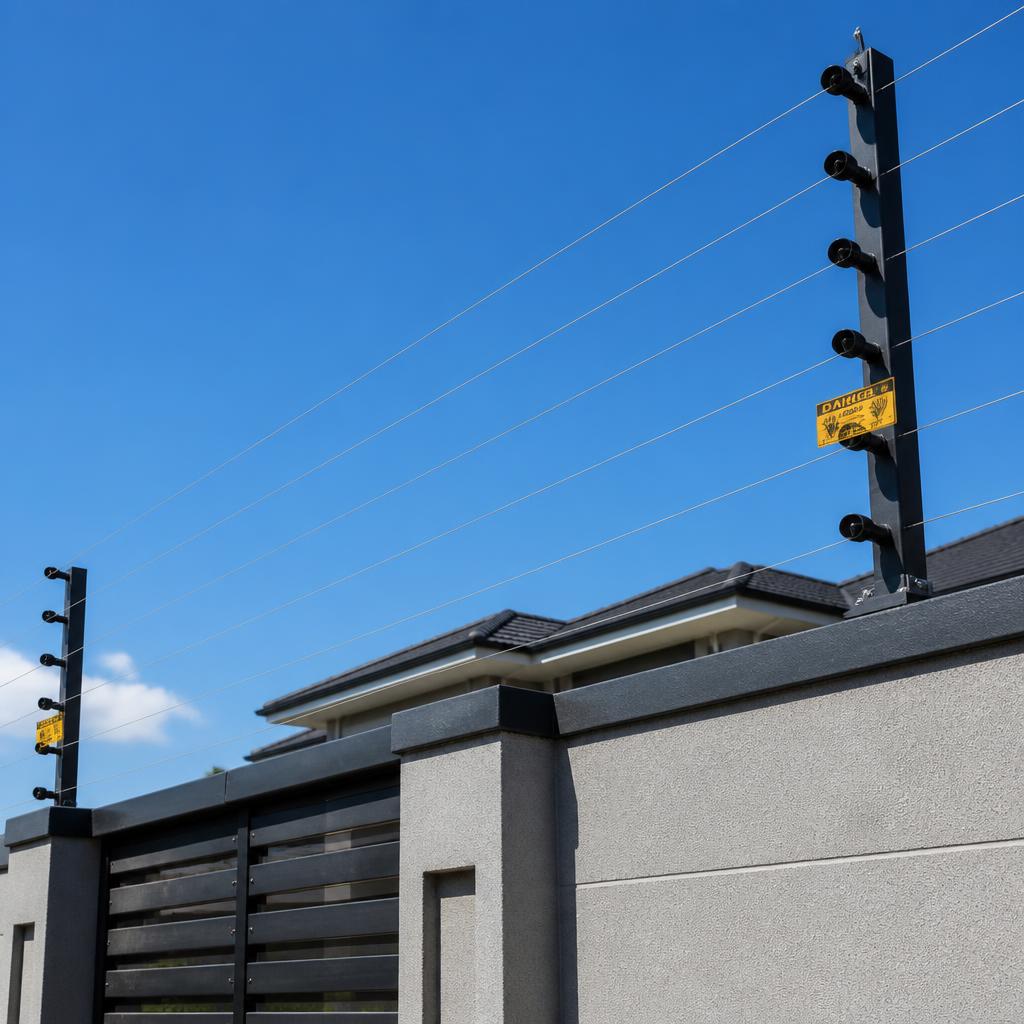 Cerca elétrica instalada em muro residencial